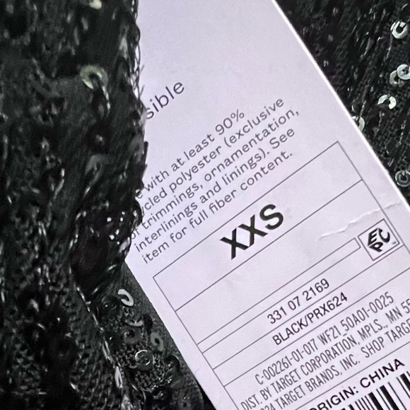 Wild Fable Mid Rise Wide Leg Holiday Sequin Pant. Black. Size XXS - Picture 7 of 7